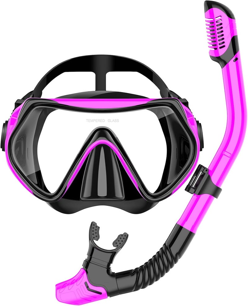 SOLAVA Snorkeling Gear for Adults, Snorkel Set Scuba Diving mask Dry-Top, Adult Swimming Goggles with Nose Cover, HD Tempered Glass Panoramic Anti-Leak Anti-Fog - Image 1